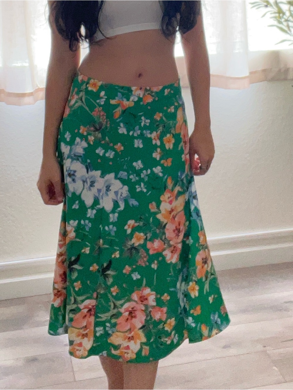 Green Floral Midi Skirt Sz.M